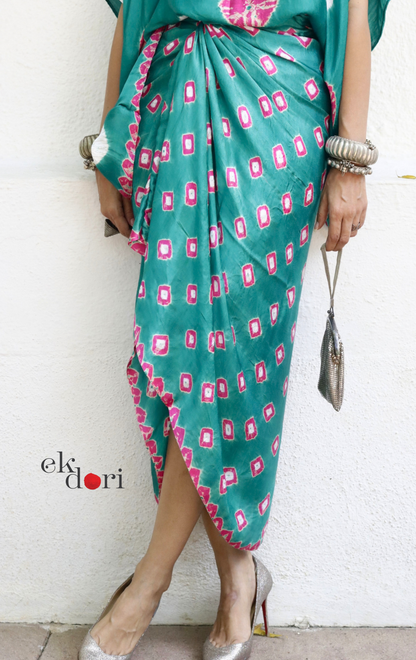 Bandhani Modal Co-ord Skirt Set 'Gulmohar Tree' : 2 Piece Bandhani Skirt & Top Set