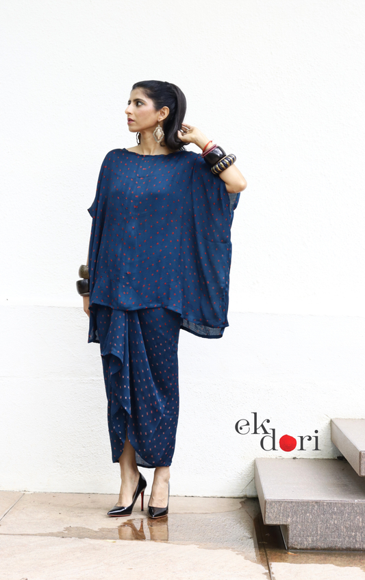 Bandhani Modal Co-ord Skirt Set 'Water Lily' : 2 Piece Skirt & Bandhani Top Set