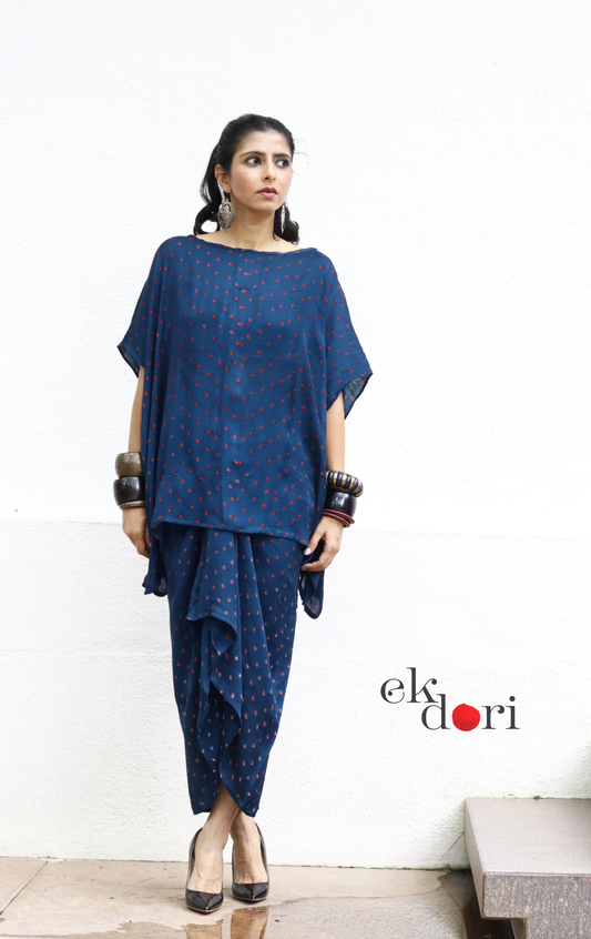 Bandhani Modal Co-ord Skirt Set 'Water Lily' : 2 Piece Skirt & Bandhani Top Set