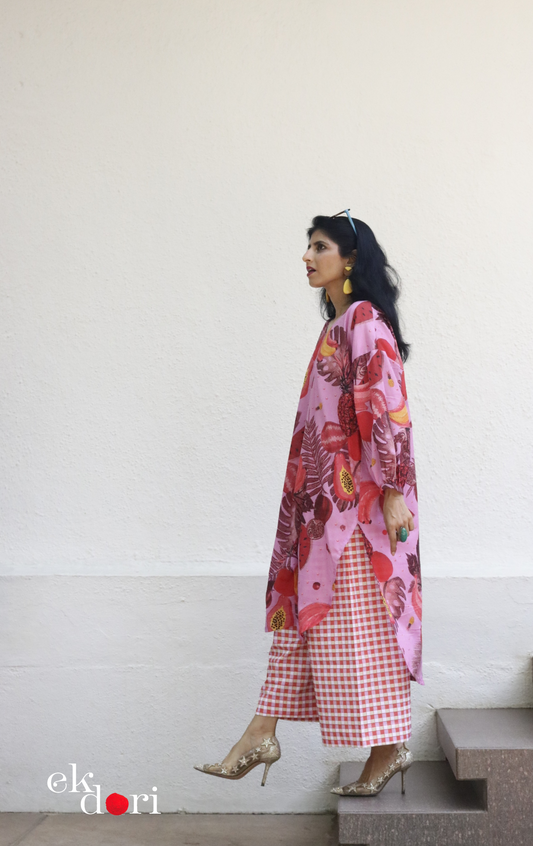 Cotton Kurta Co-Ord Set 'Watermelon Mojito' : Buy Palazzo Pant Kurta Cotton Co-ord Set In Bright Fun Print
