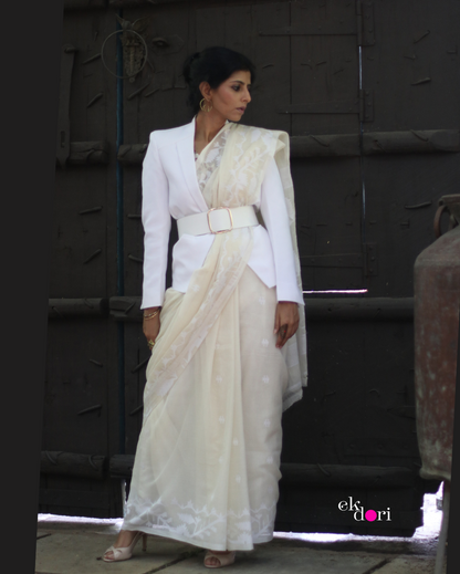 Buy Muslin White Jamdani Saree : Moonlight White Jamdani Saree