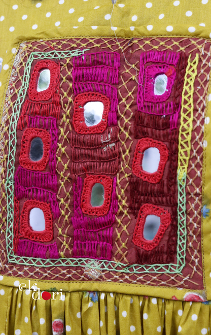 Cotton Dress With Mirror Hand Embroiderey &amp; Scalloped Edges : 'Sunshine' Cotton Summer Dress