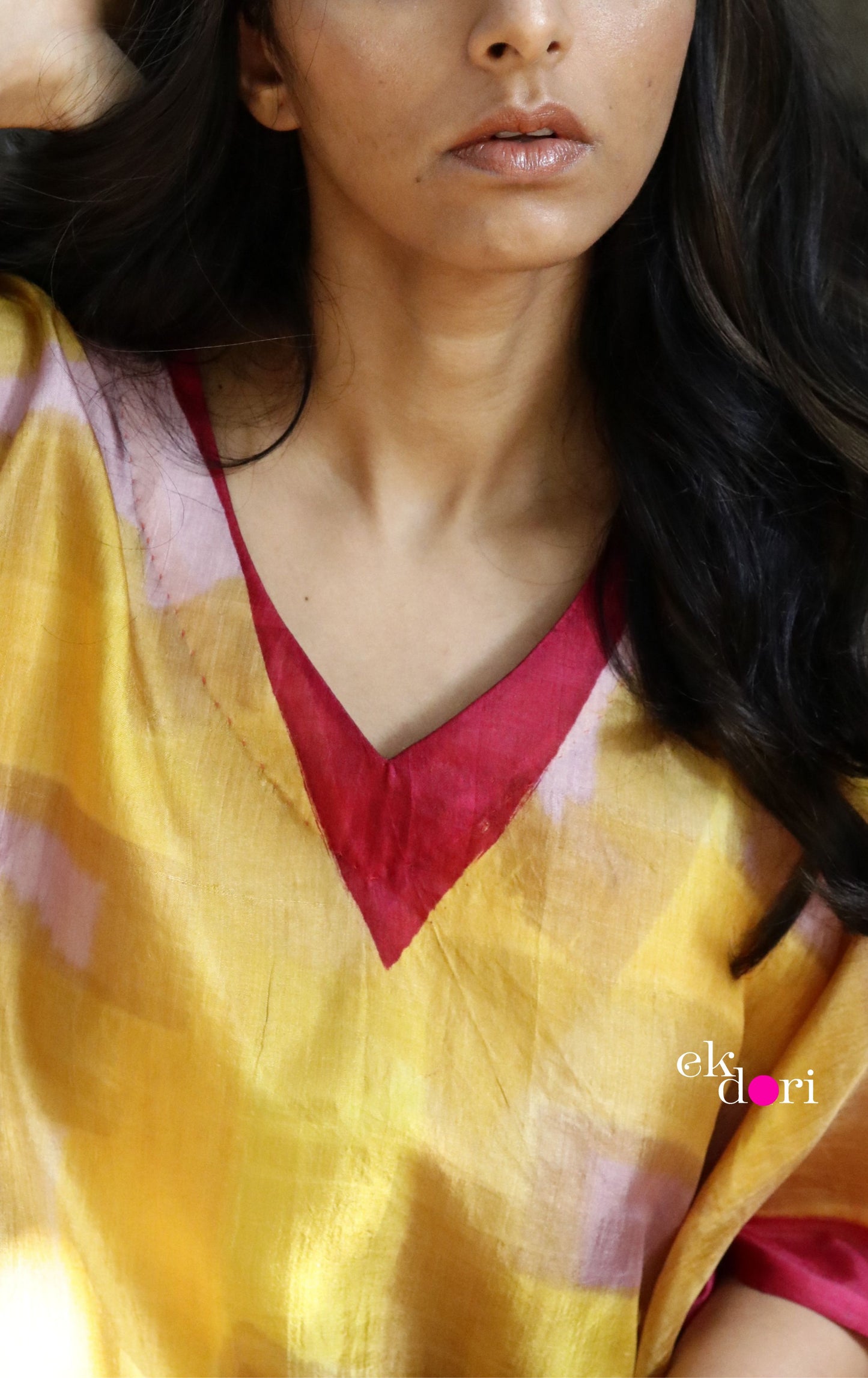 Happy Haldi Silk Kaftan Dress : Pure Silk Statement Kaftan Dress