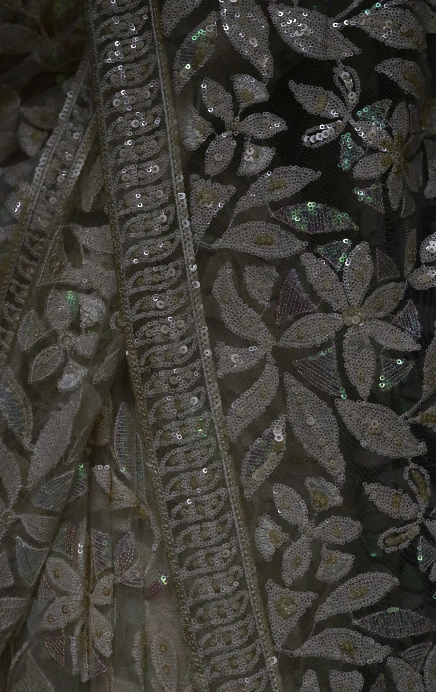 'Sunny Sunday' Floral Sequin Saree : Sequin Net Cocktail Saree : Sequin Bollywood Saree