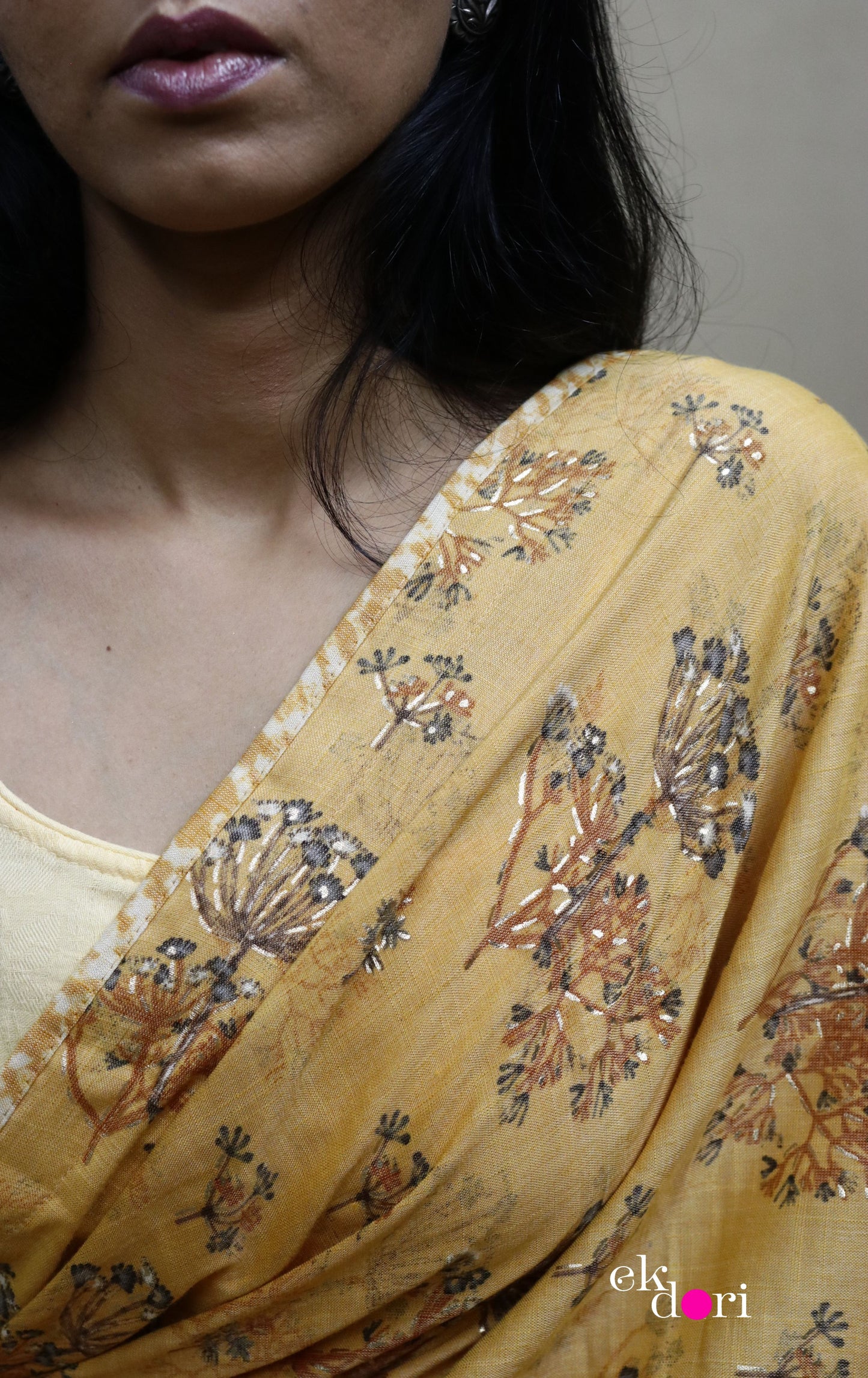 Buy Floral Soft Cotton Saree Online : 'Burst Of Sunlight' Soft Cotton Saree