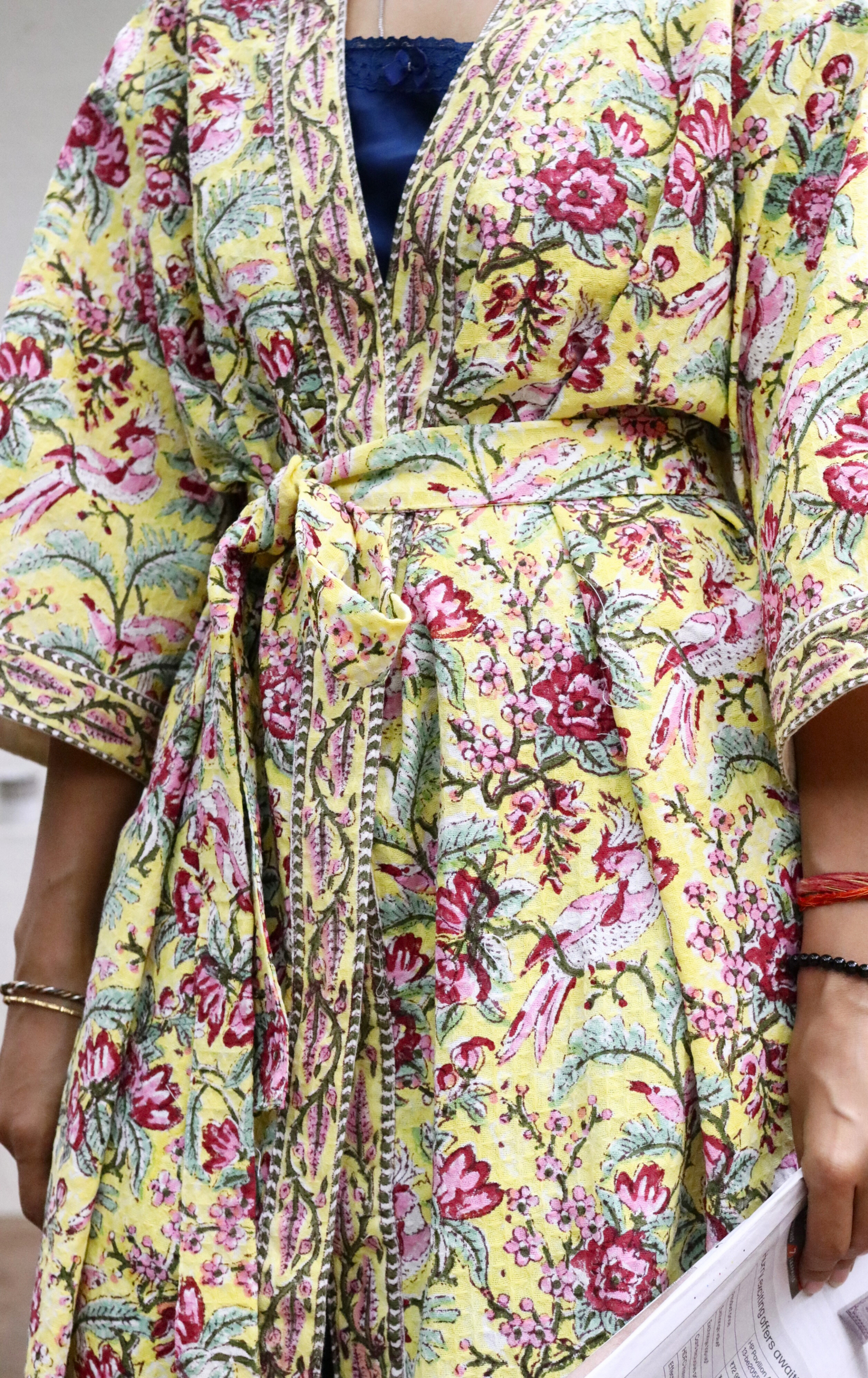 Sunshine Waffle Block Printed Bath Robe