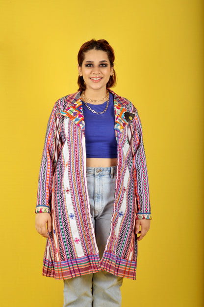 70's Child Tribal Shawl Jacket With Vintage Kutch Embroidery