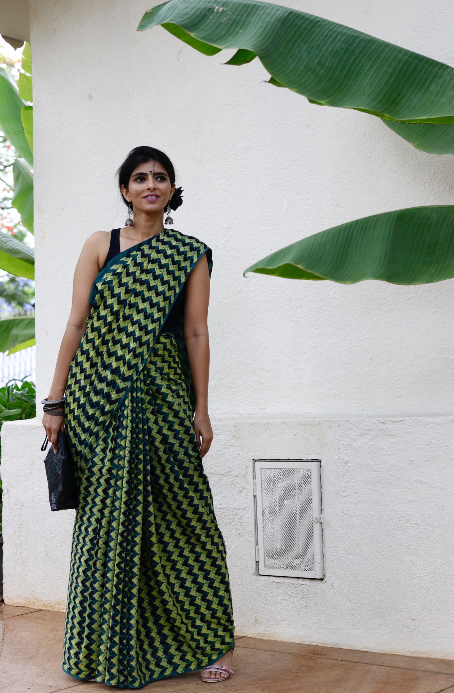 Cotton Saree Hand Printed Using Natural Dyes With Rich Textures : Maya Saree