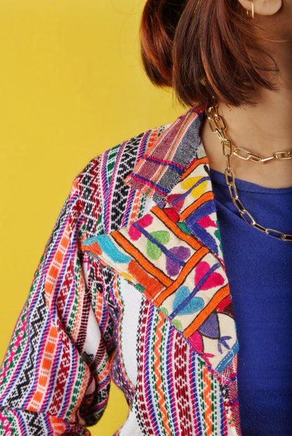 70's Child Tribal Shawl Jacket With Vintage Kutch Embroidery