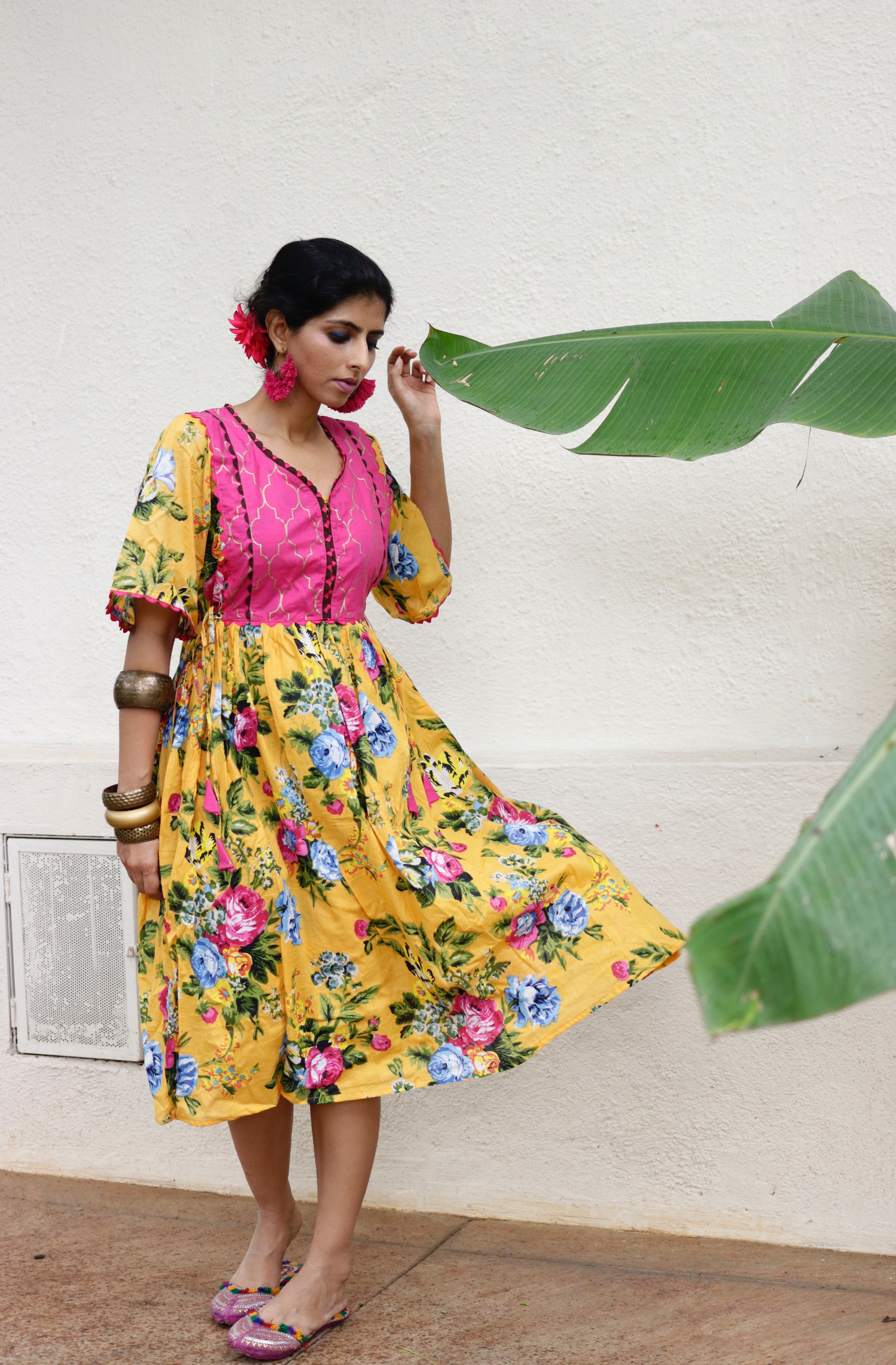 Cotton Dress : Banjaaran Dress In Yellow