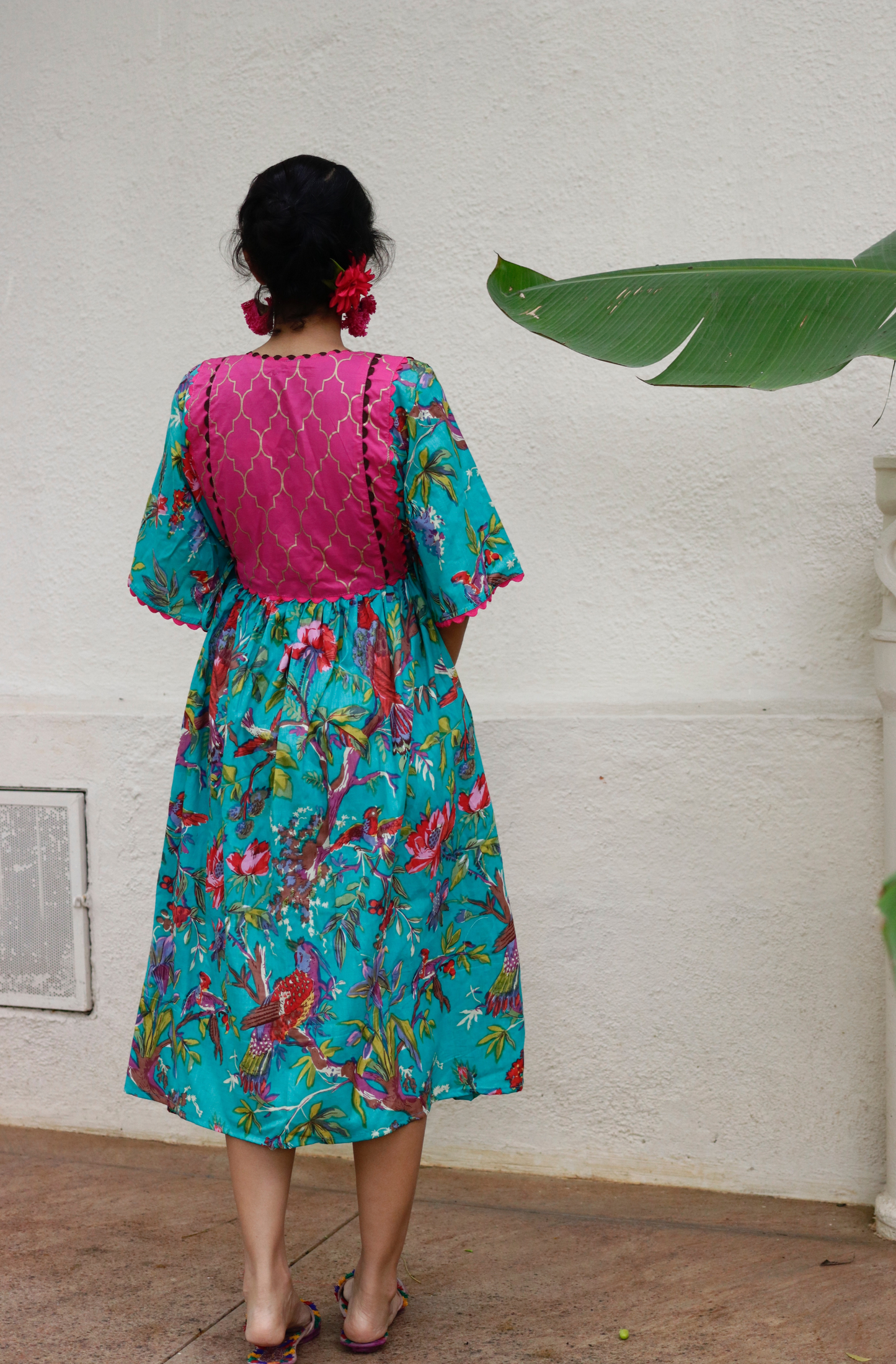 Cotton Dress : Banjaaran Dress In Teal