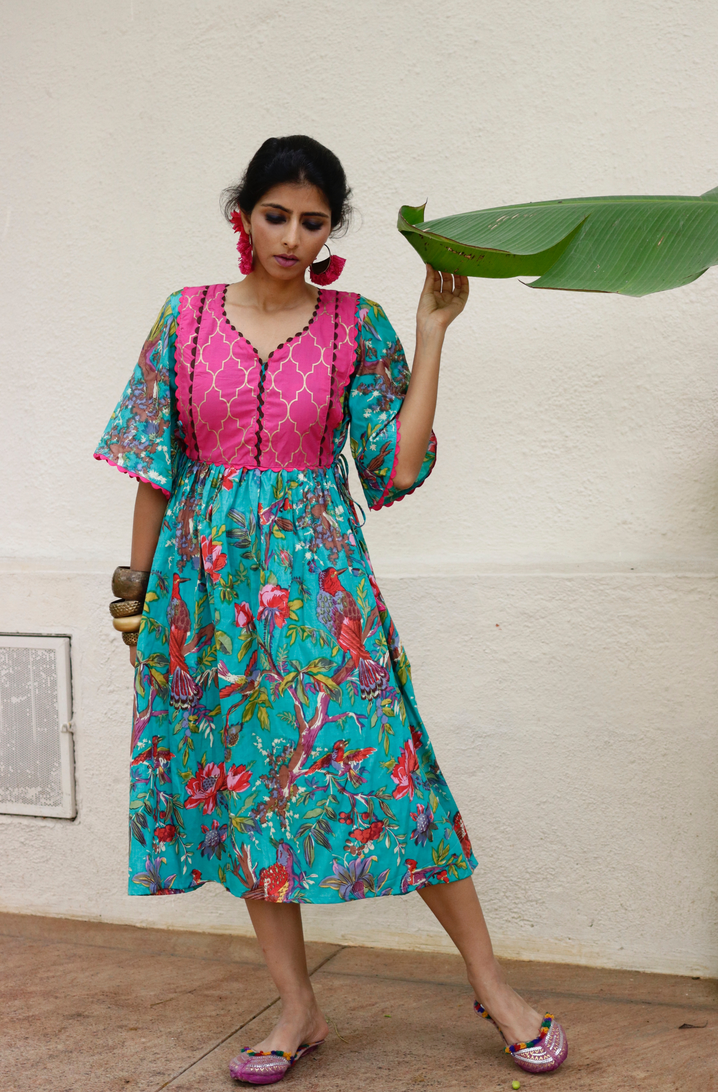 Cotton Dress : Banjaaran Dress In Teal