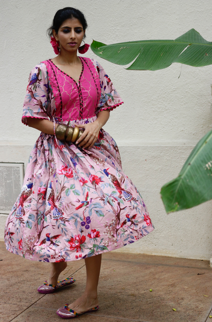 Cotton Dress : Banjaaran Dress In Powder Pink