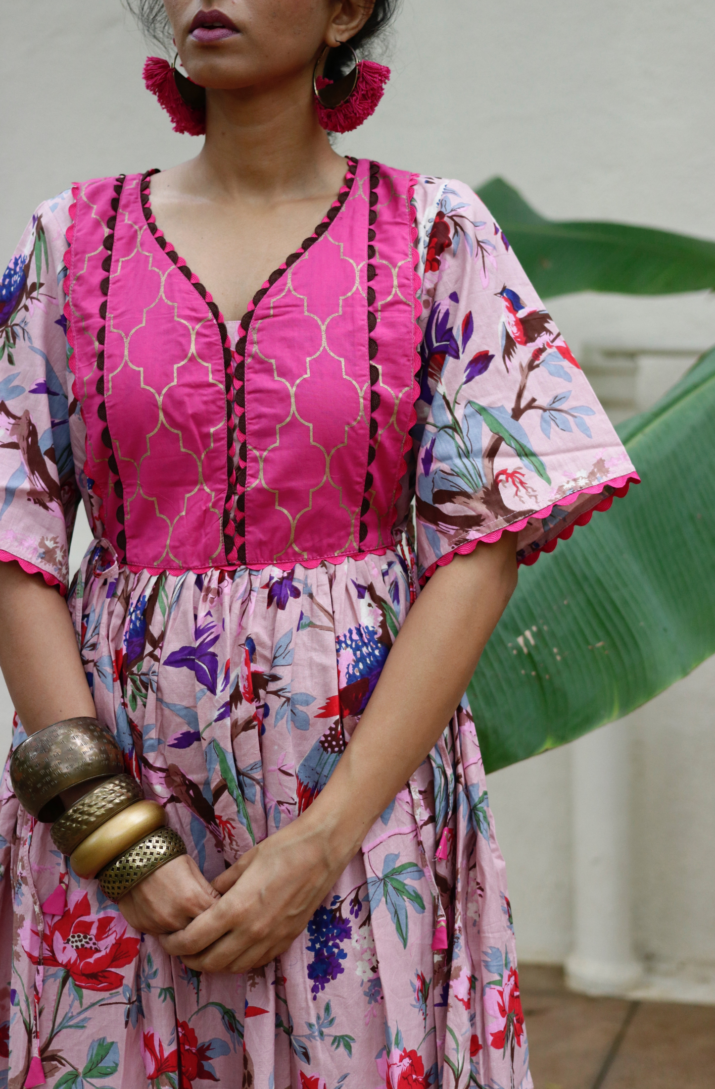 Cotton Dress : Banjaaran Dress In Powder Pink