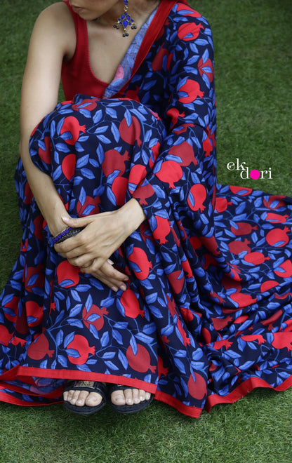 Anaar Saree In Black: Fun Under The Sun Saree Collection : Fun Printed Sarees For Summer