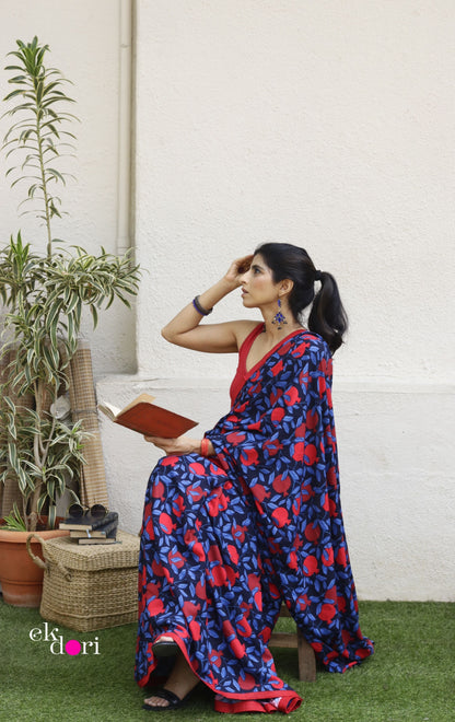 Anaar Saree In Black: Fun Under The Sun Saree Collection : Fun Printed Sarees For Summer
