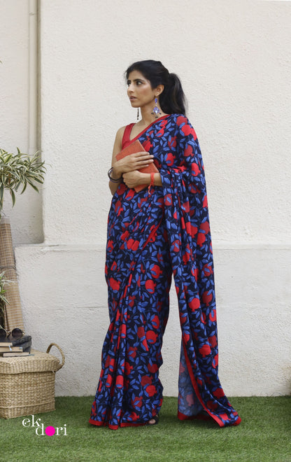 Anaar Saree In Black: Fun Under The Sun Saree Collection : Fun Printed Sarees For Summer