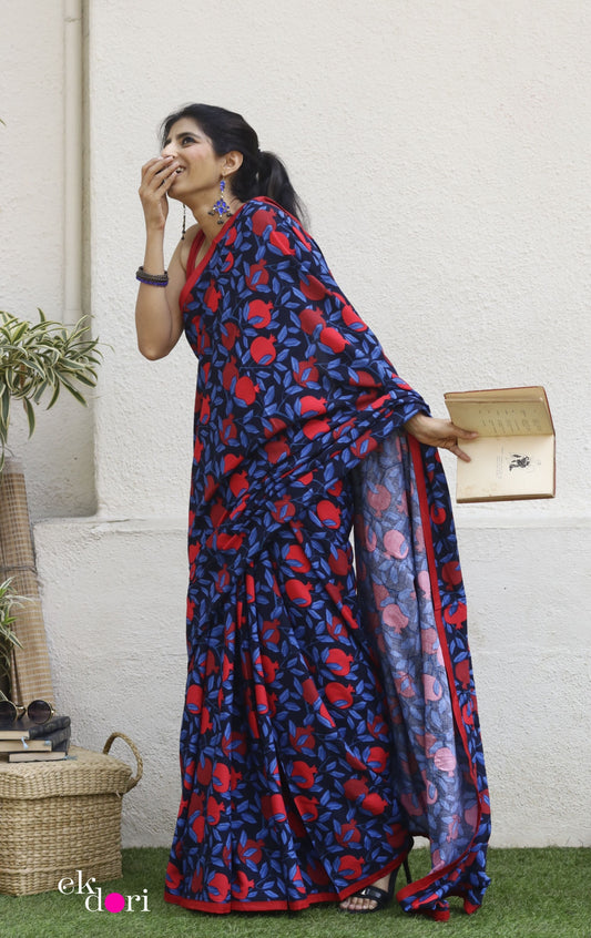 Anaar Saree In Black: Fun Under The Sun Saree Collection : Fun Printed Sarees For Summer
