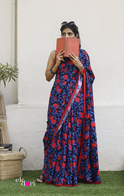 Anaar Saree In Black: Fun Under The Sun Saree Collection : Fun Printed Sarees For Summer