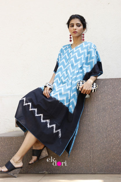 Lake Views Handloom Ikat Kaftan Kurta Dress