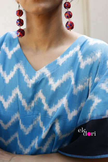 Lake Views Handloom Ikat Kaftan Kurta Dress