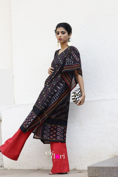 Starry Sky Handloom Ikat Kaftan Kurta Dress