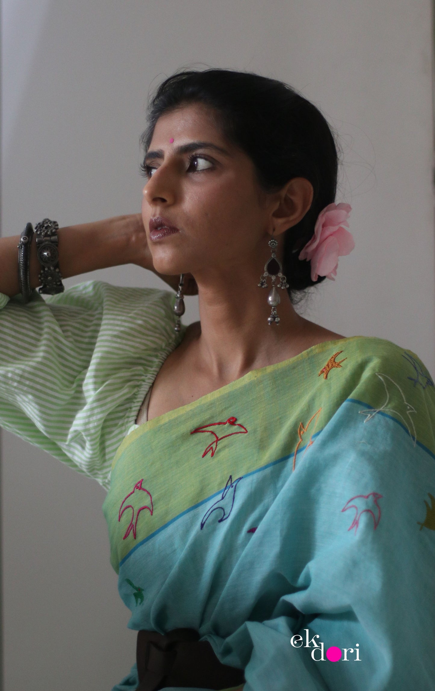 The Fly Free Cotton Saree : Buy Cotton Statement Embroidered Saree