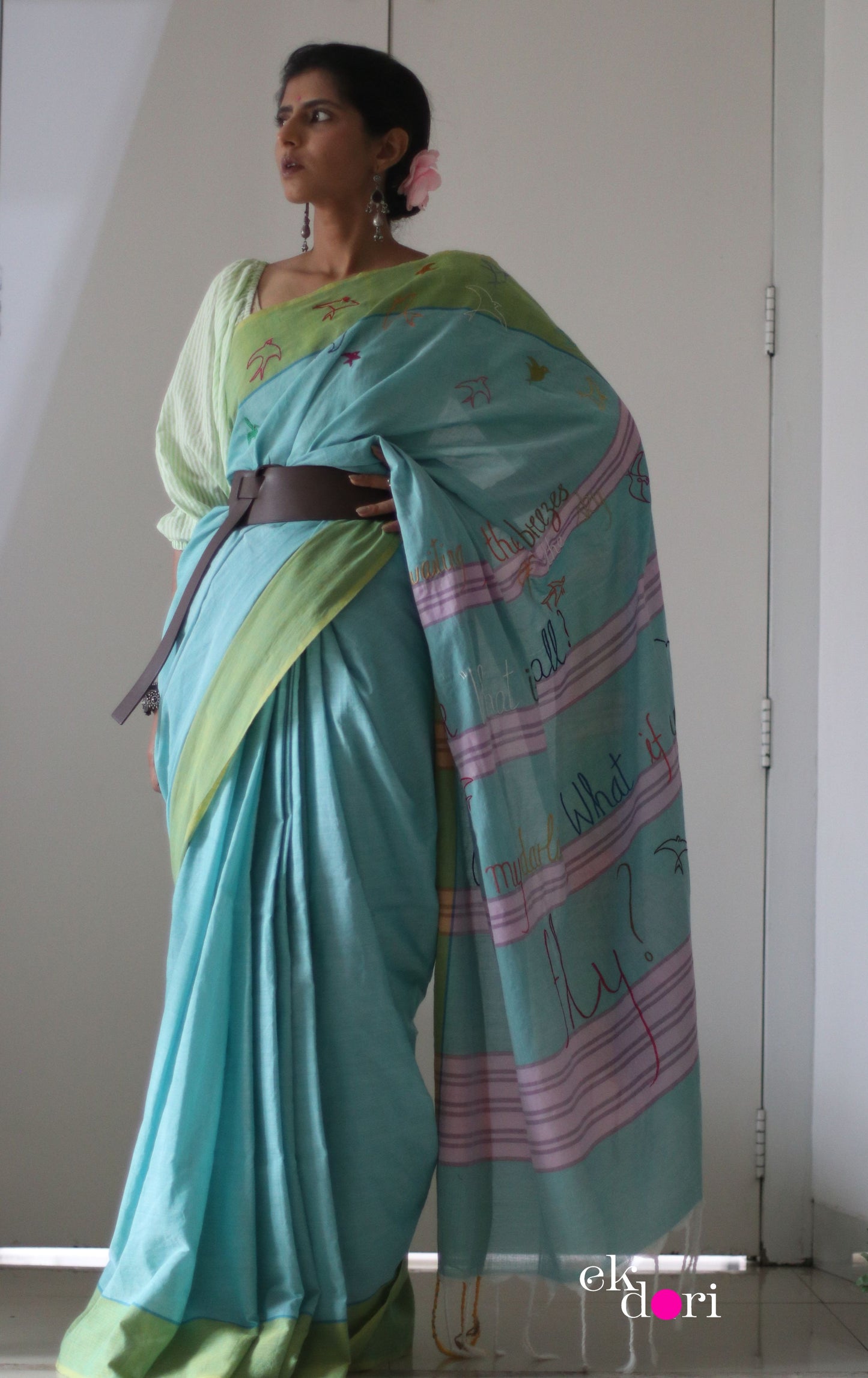 The Fly Free Cotton Saree : Buy Cotton Statement Embroidered Saree