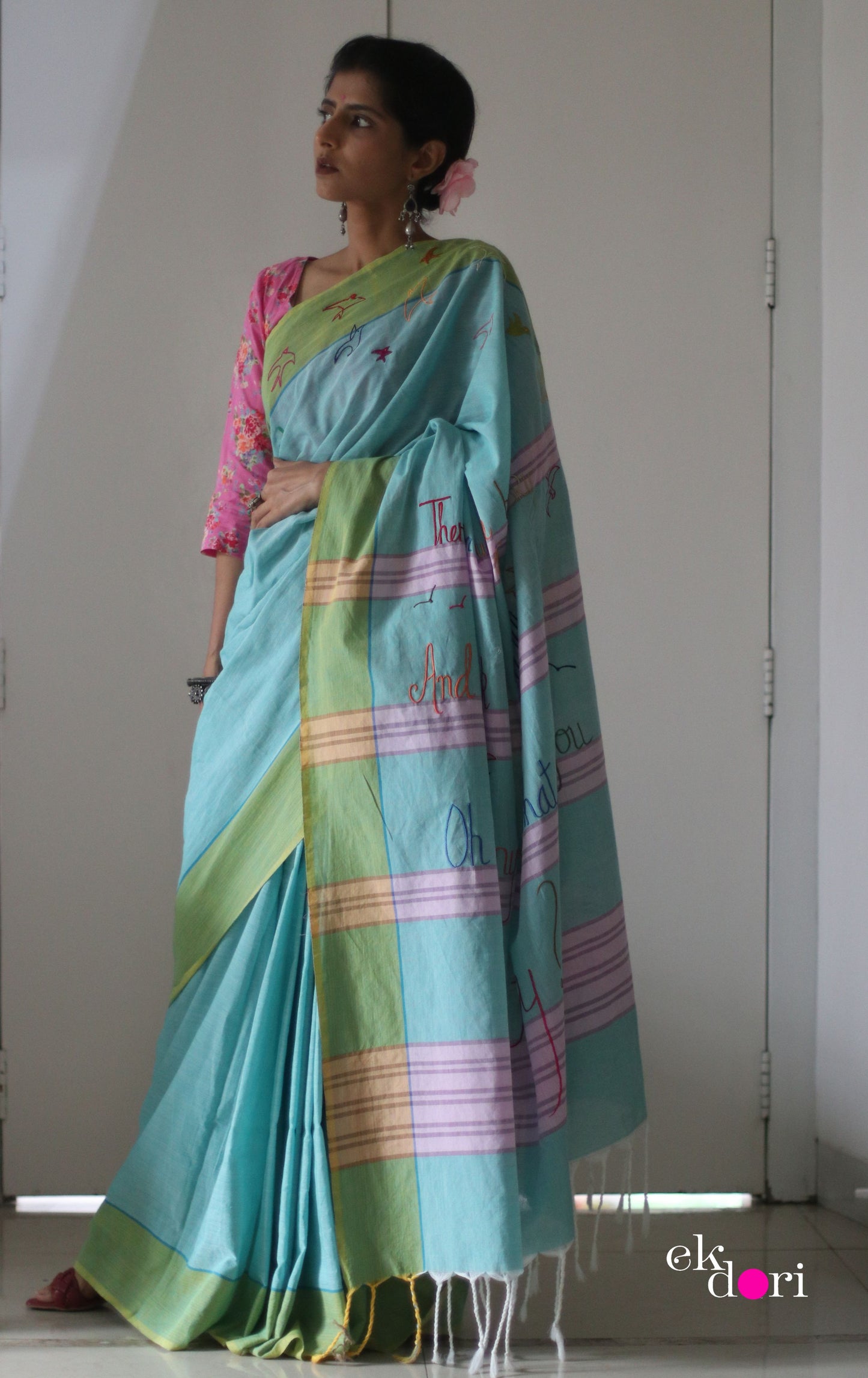 The Fly Free Cotton Saree : Buy Cotton Statement Embroidered Saree
