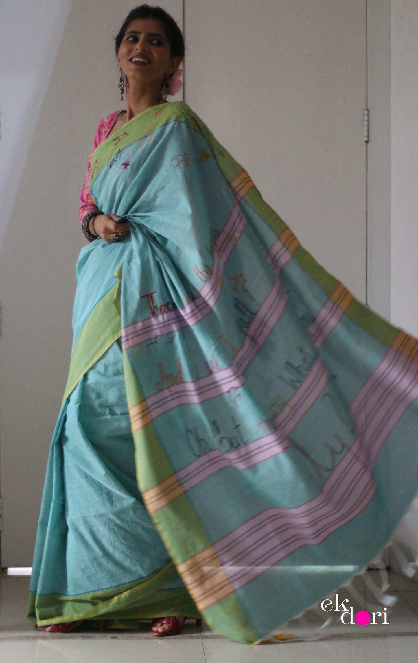 The Fly Free Cotton Saree : Buy Cotton Statement Embroidered Saree