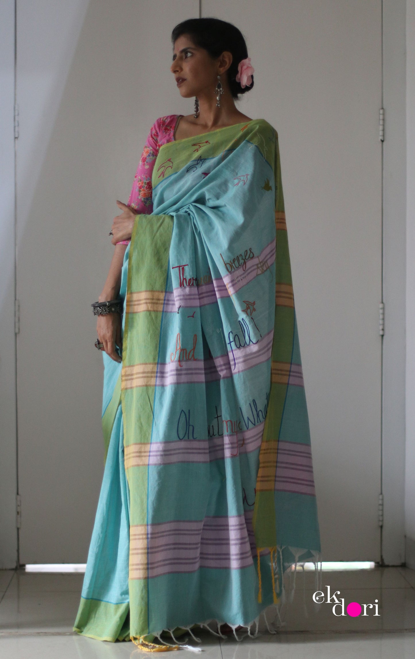 The Fly Free Cotton Saree : Buy Cotton Statement Embroidered Saree