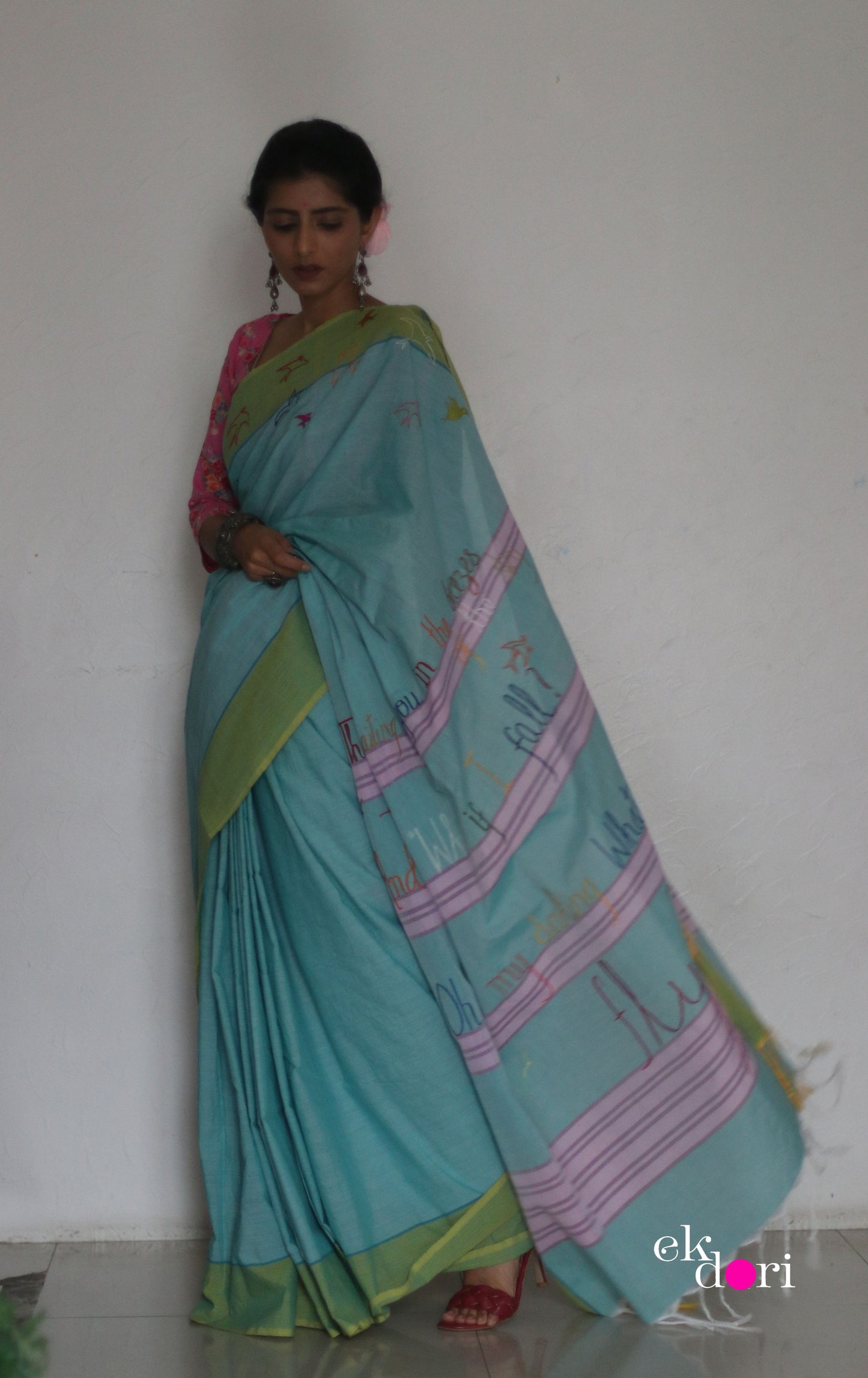 The Fly Free Cotton Saree : Buy Cotton Statement Embroidered Saree