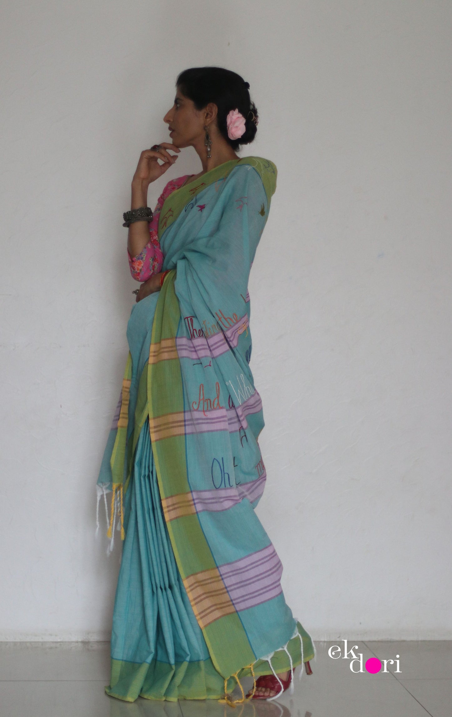 The Fly Free Cotton Saree : Buy Cotton Statement Embroidered Saree