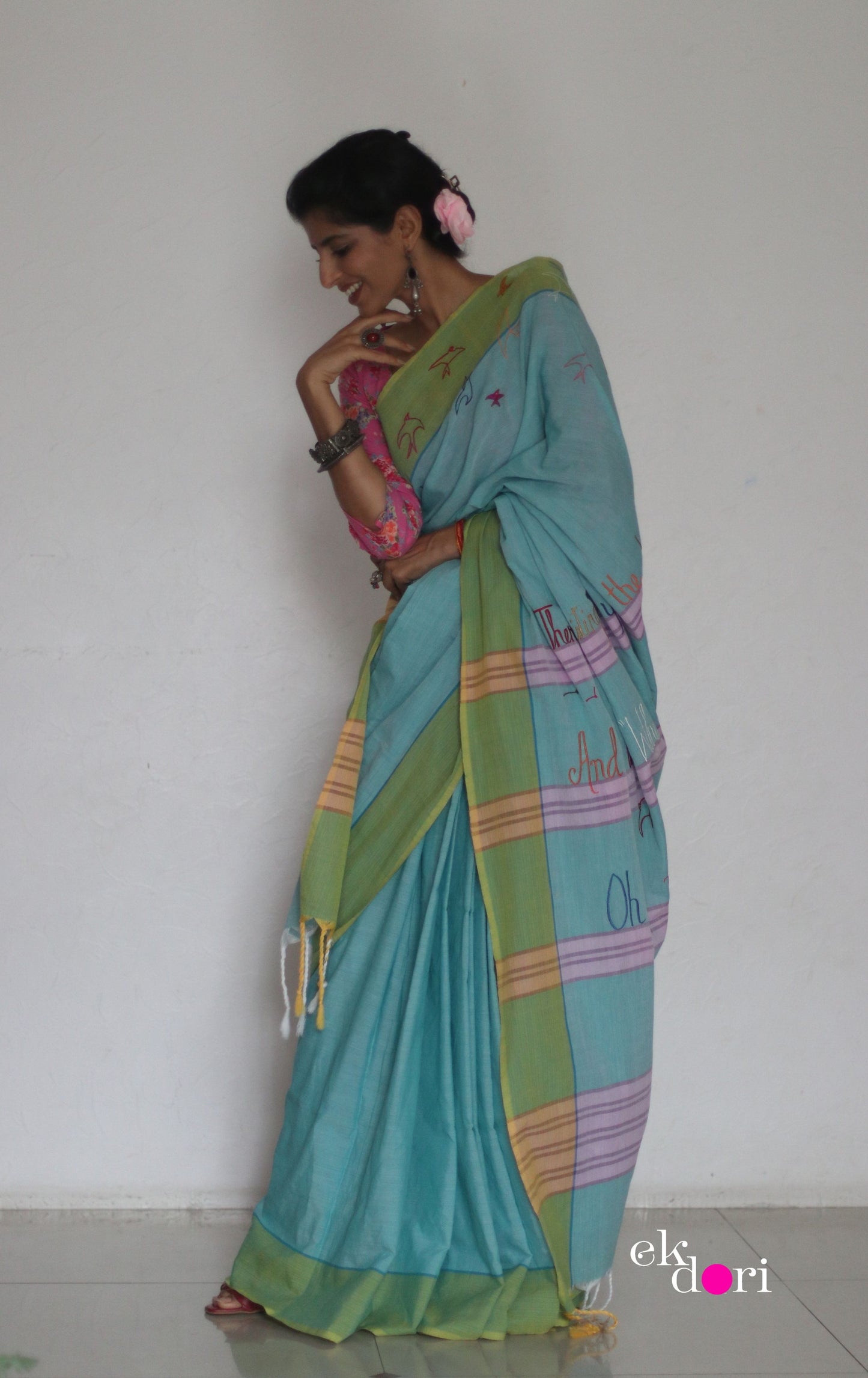The Fly Free Cotton Saree : Buy Cotton Statement Embroidered Saree