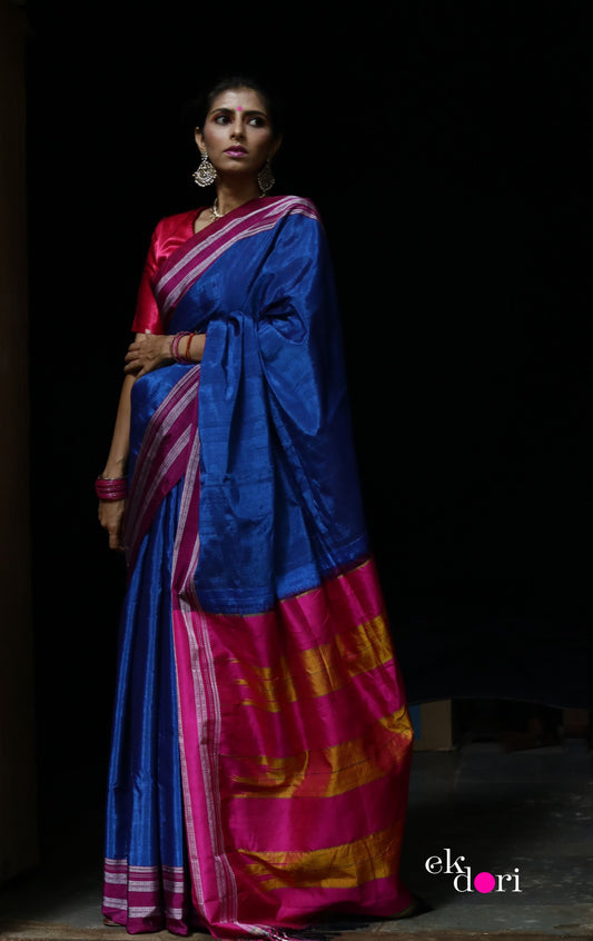 Buy Ilkal Handloom Saree : Handloom Ilkal 'Blue Lagoon' Rayon Silk Saree