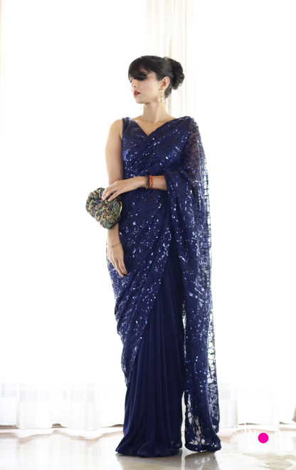 'Belle Of The Ball' Statement Sequin Saree : Bling It On Festive Cocktail Saree Collection