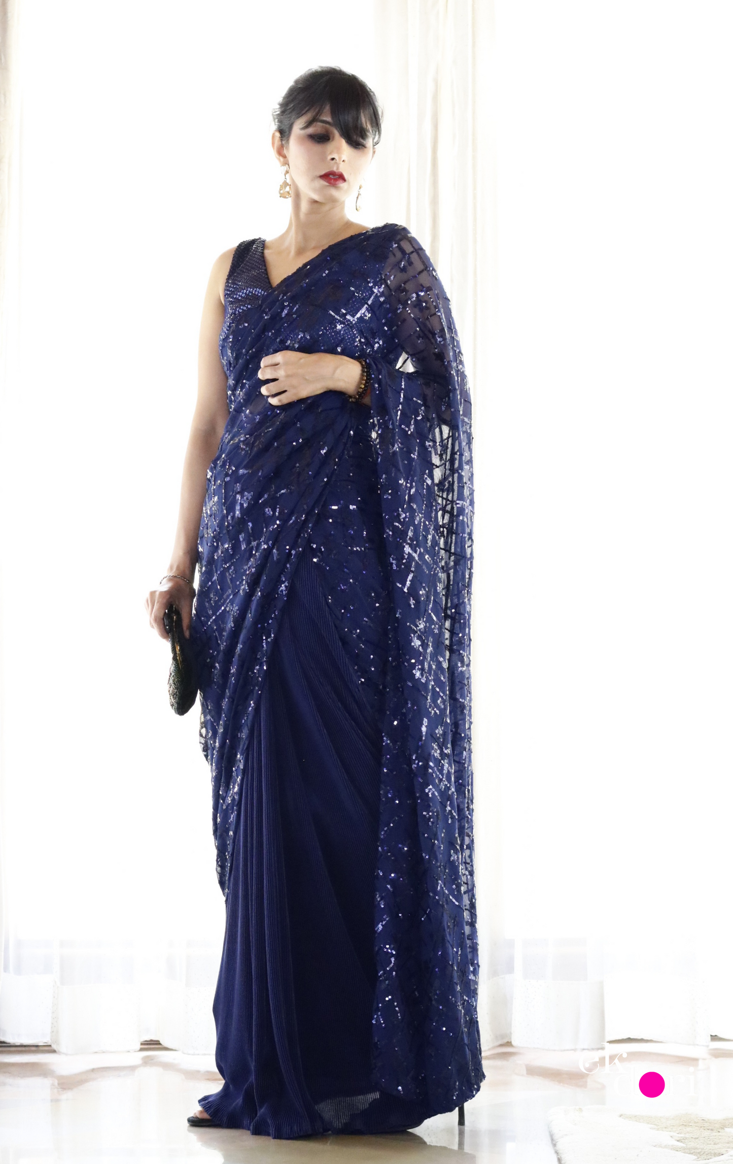 'Belle Of The Ball' Statement Sequin Saree : Bling It On Festive Cocktail Saree Collection