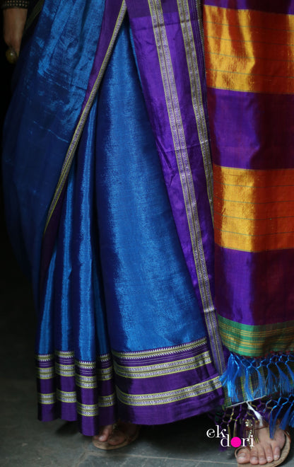Buy Ilkal Handloom Saree : Handloom Ilkal 'Blue Family' Rayon Silk Saree