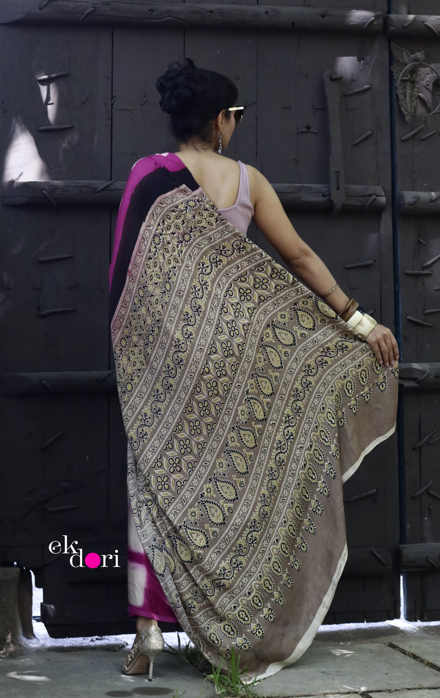 Buy Clamp Dye Designer Saree Online : 'Rasberry Sorbet' Clamp Dye Saree