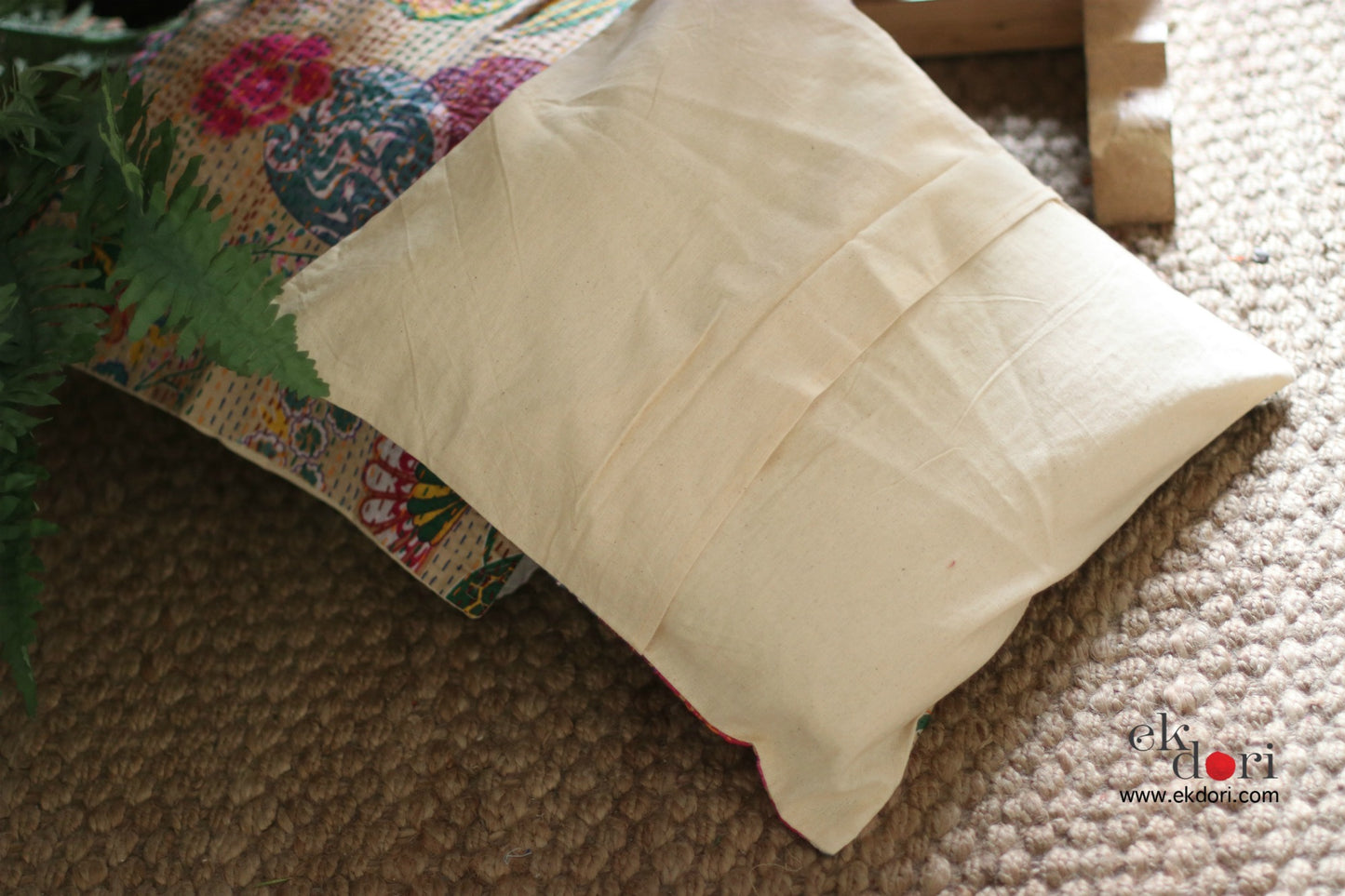 Kantha Cushion Covers (Set Of 2) : Beige Beauty Cushion Covers