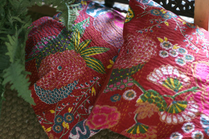 Kantha Cushion Covers (Set Of 2) : Red Riding Hood Cushion Covers