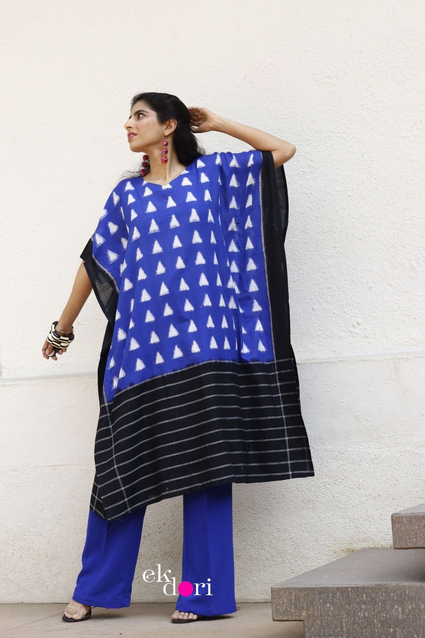 Mountain Air Handloom Ikat Kaftan Kurta Dress