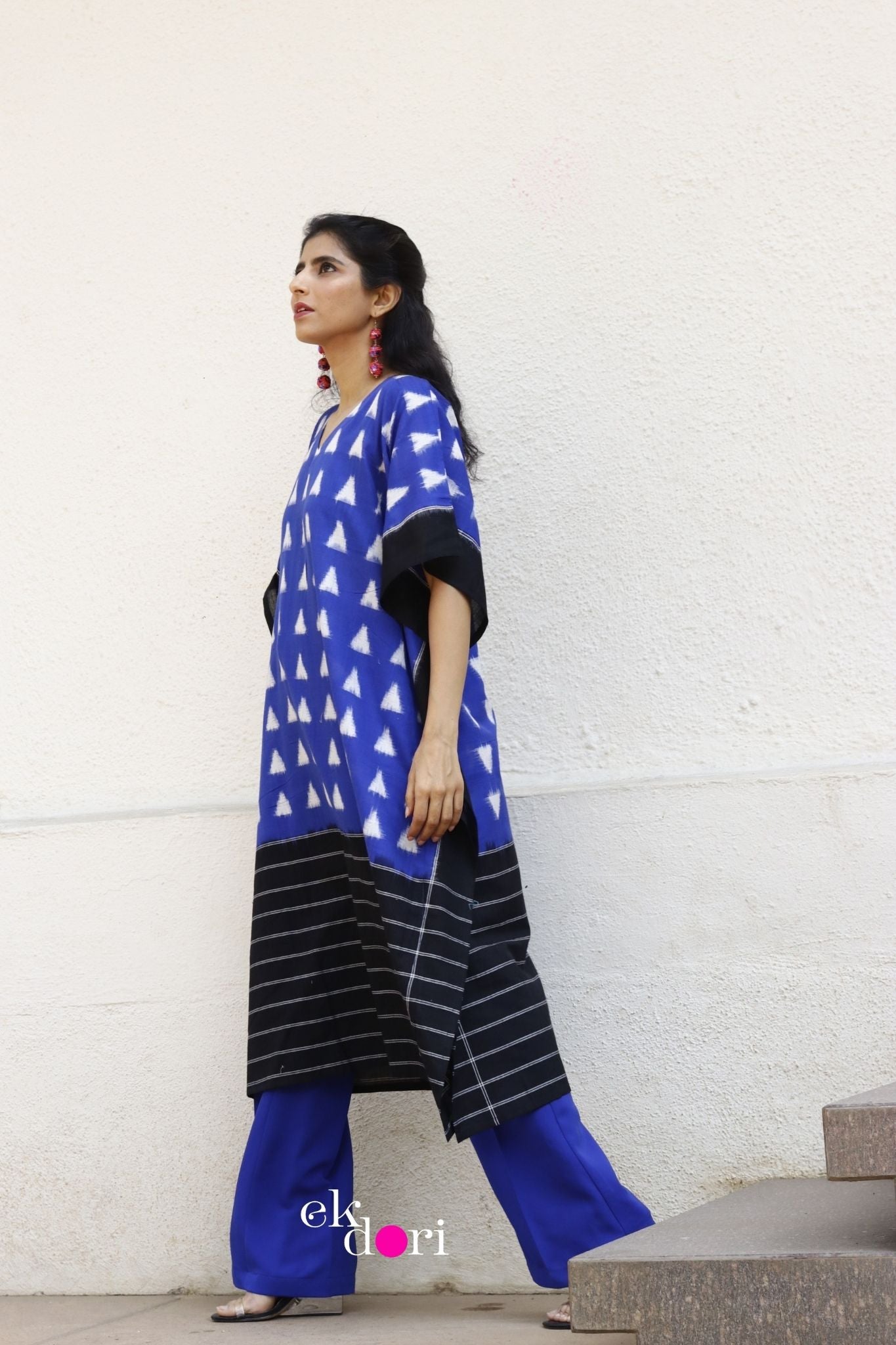 Mountain Air Handloom Ikat Kaftan Kurta Dress