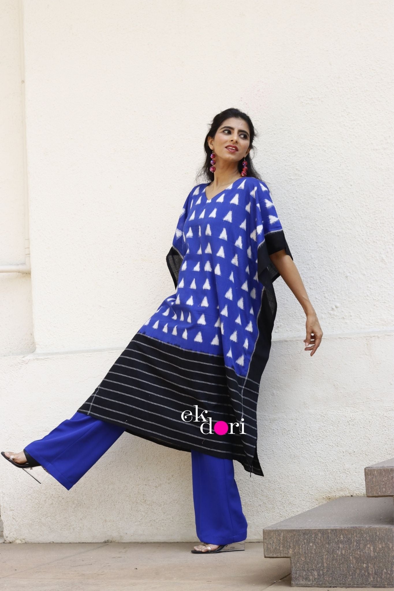 Mountain Air Handloom Ikat Kaftan Kurta Dress