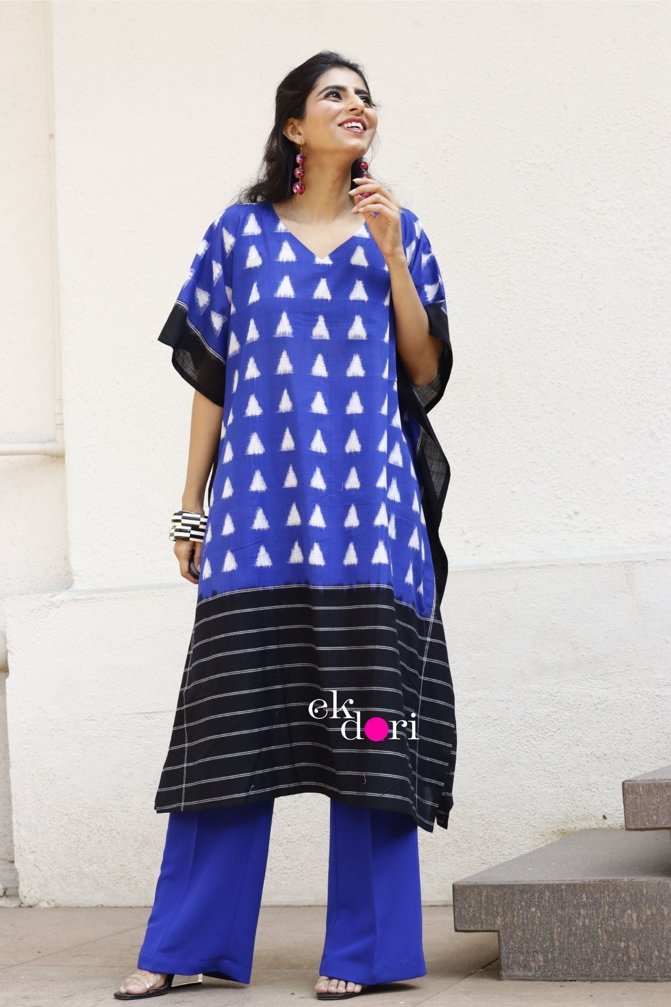 Mountain Air Handloom Ikat Kaftan Kurta Dress