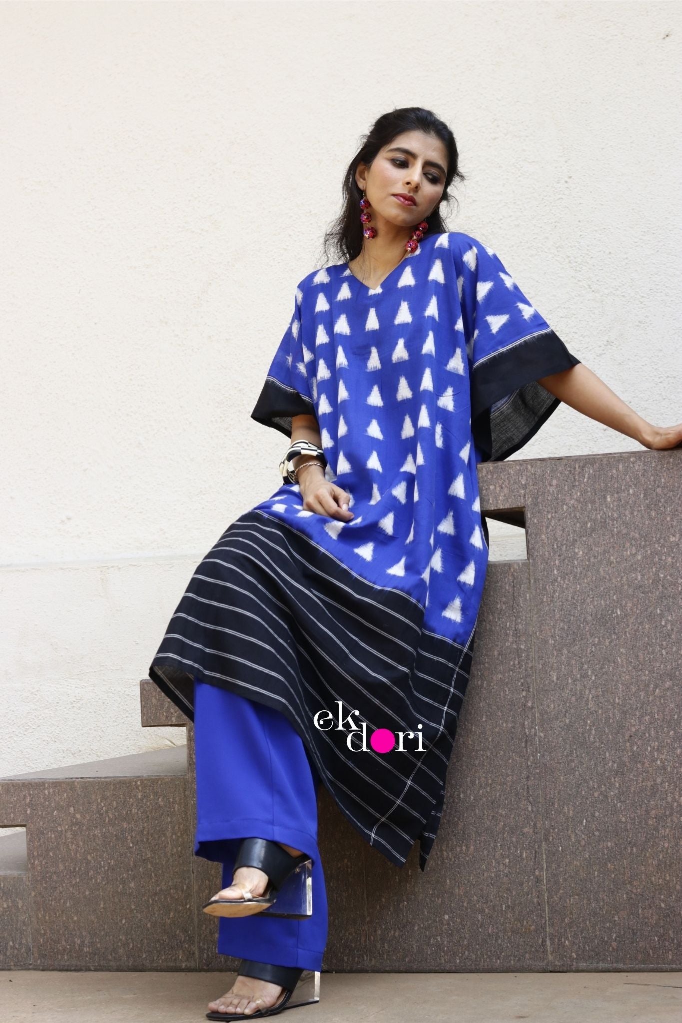 Mountain Air Handloom Ikat Kaftan Kurta Dress