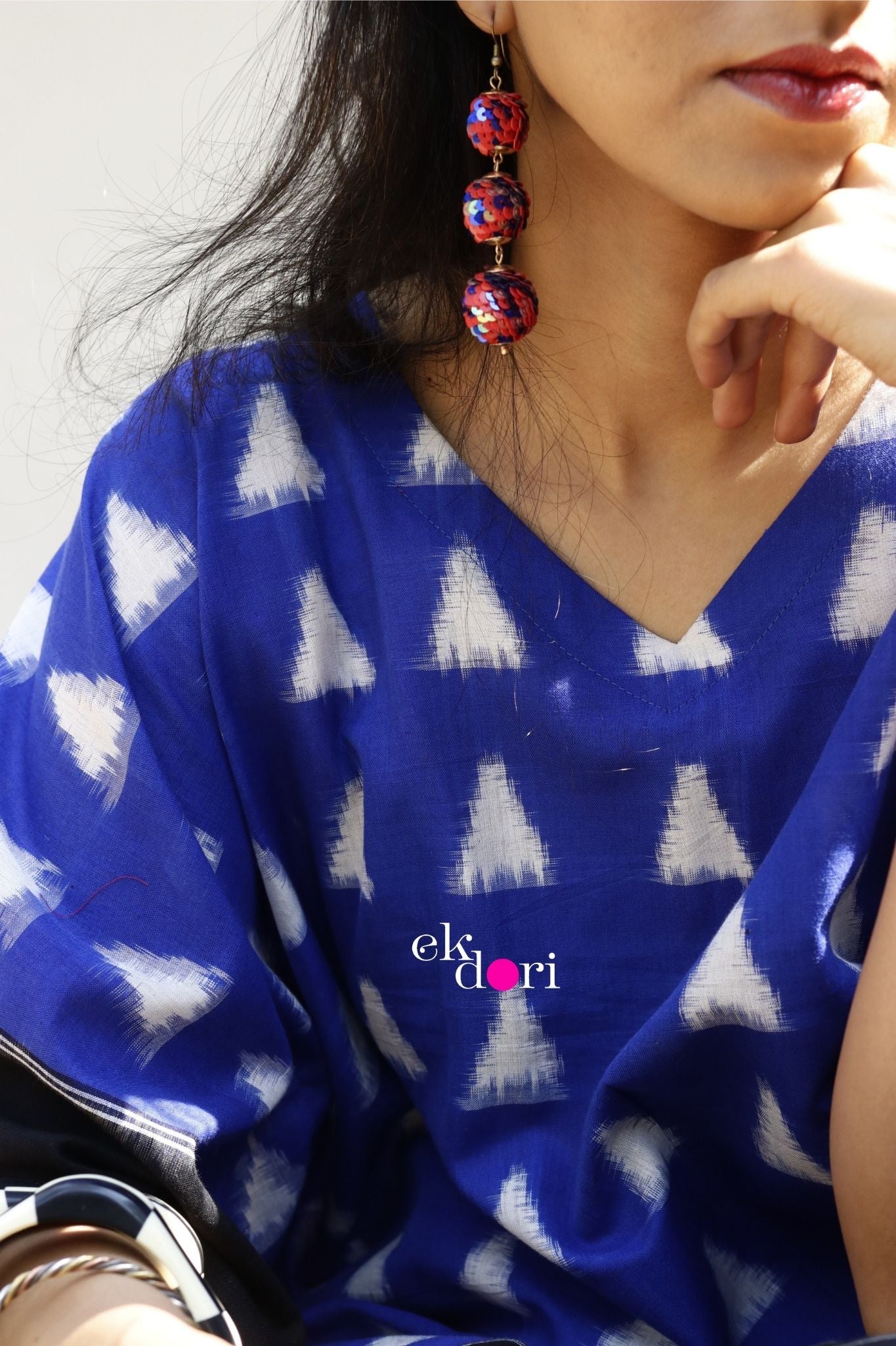 Mountain Air Handloom Ikat Kaftan Kurta Dress