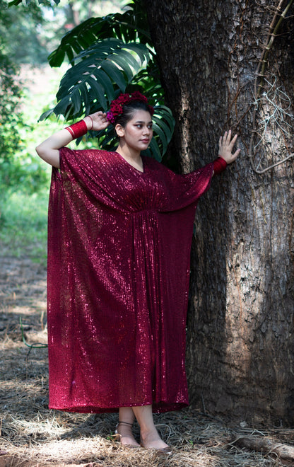 Glowing Embers : Festive Sequin Kaftan Dress