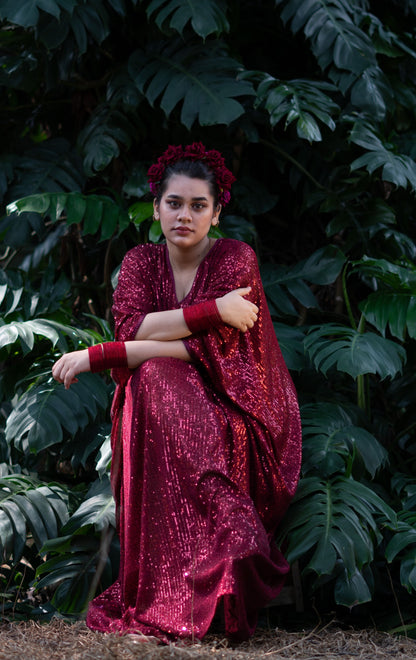 Glowing Embers : Festive Sequin Kaftan Dress