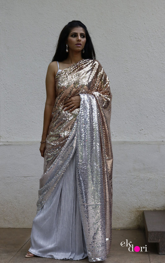 'Disco Dancer' Statement Sequin Saree : Bling It On Festive Cocktail Saree Collection